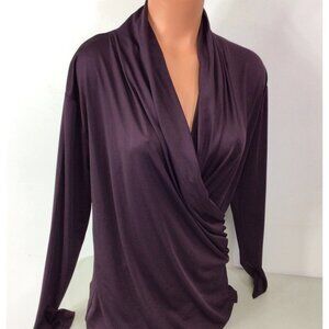 Paragon Wrap Blouse Burgundy Top Womens XL